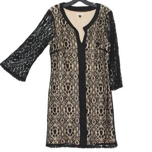 Halo Dress 3/4 Bell Sleeve Lace Boho Whimsigoth Witchy Romantic Grunge Black XL